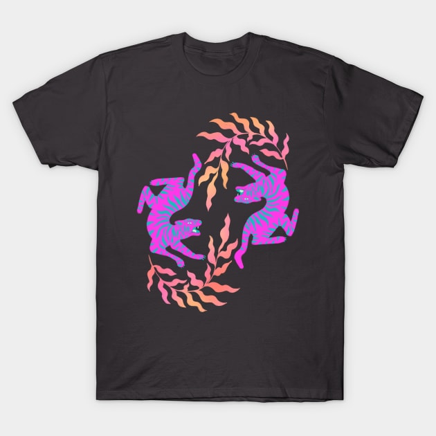 In the Jungle - Maximalist Tiger Drawing T-Shirt by rosiemoonart